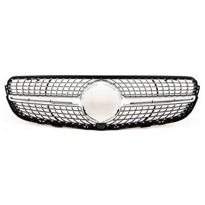 Fits Mercedes GLC Class X253 C253 2015-2019 Front Bumper Grille W/ Chrome Trim & Pins GLC 43 Diamond Style Gloss Black - tradevehicleparts.co.uk