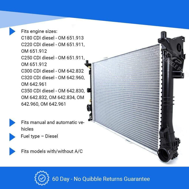 Fits Mercedes W204 07-14 Radiator C 180 220 250 300 320 350 Cdi Man/Auto W/Wo A/C - image 3