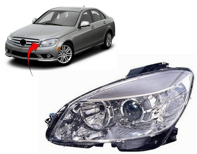 Fits Mercedes C Class W204 2007-2011 Saloon Headlight Headlamp W/ Motor Passenger N/S - tradevehicleparts.co.uk