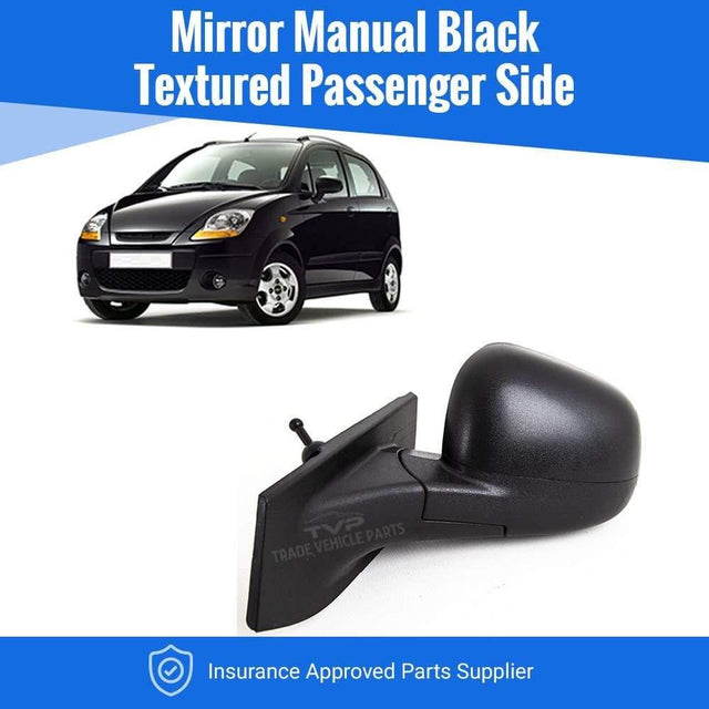 Fits Chevrolet Spark 2010- Door Wing Mirror Manual Black Textured Passenger Side  - image 2