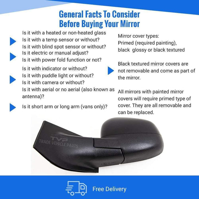 Fits Chevrolet Spark 2010- Door Wing Mirror Manual Black Textured Passenger Side  - image 4