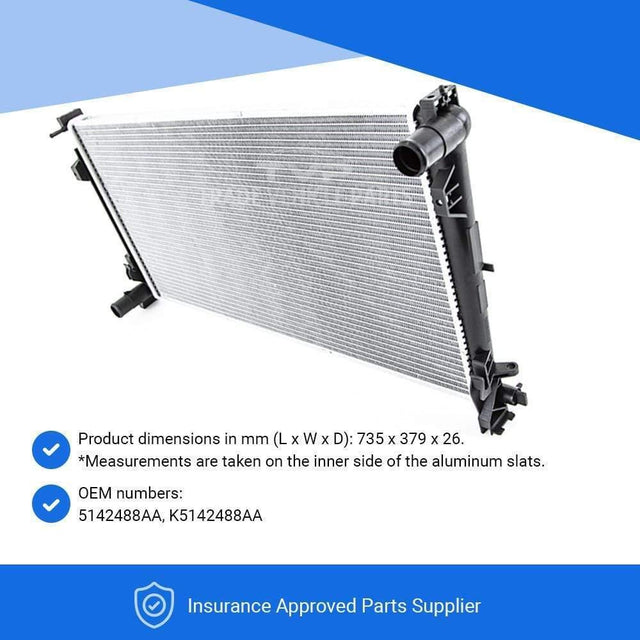 Fits Chrysler Voyager 2005-2008 Radiator (2.8 Crdi) (Manual/Automatic) (With/Without Ac) - image 3