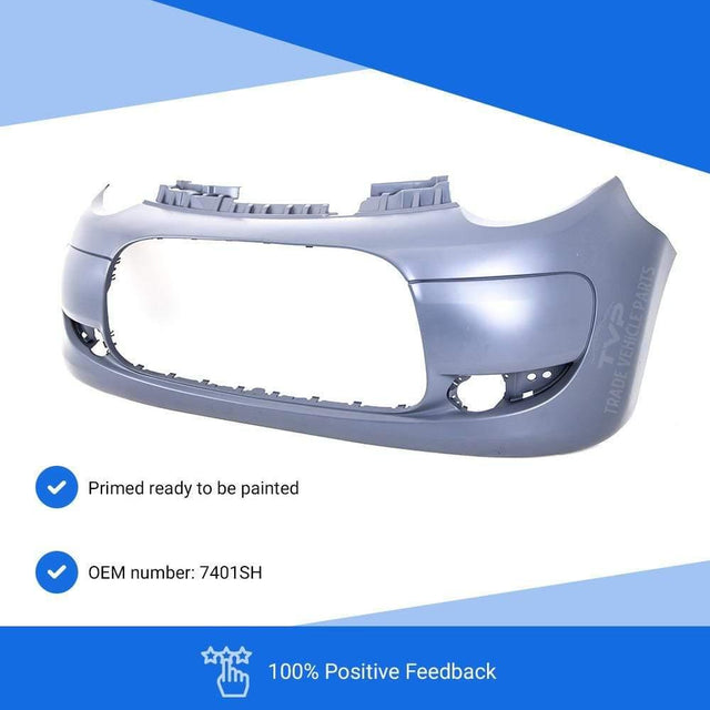 Fits Citroen C1 2009-2012 Front Bumper Primed No Pdc Or Washer Holes - image 2