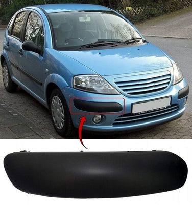 Fits Citroen C3 2002-2005 Front Bumper Moulding Black Driver Side - tradevehicleparts.co.uk