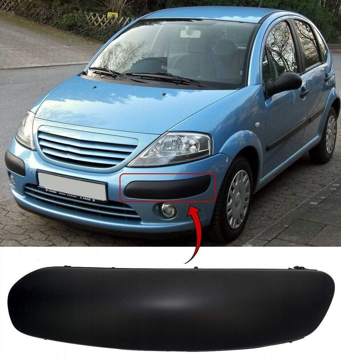 Citroen C3 2002-2005 Front Bumper Moulding Black Passenger Side