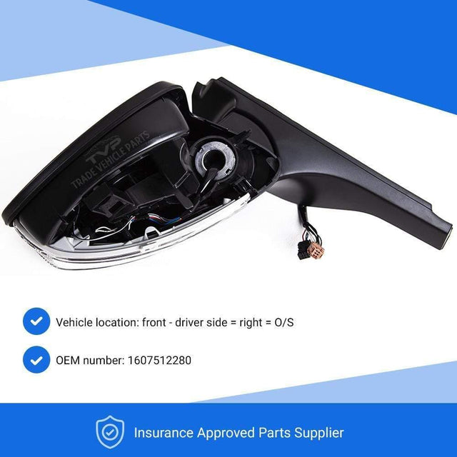 Fits Citroen C3 2017- Door Wing Mirror Electric Heated Primed Cover With Indicator Lamp Temperature Sensor Driver Side - image 3