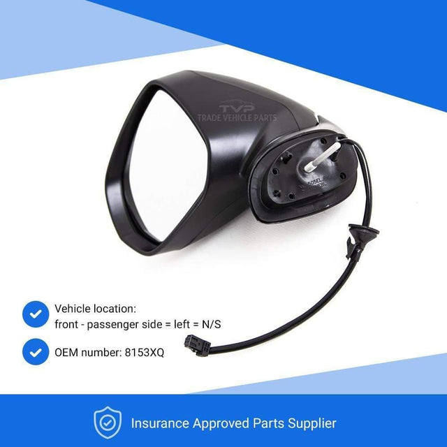 Fits Citroen C3 Picasso 2009-2017 Door Wing Mirror Electric Black Passenger Side - image 3