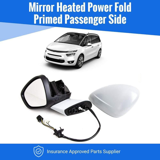 Fits Citroen C4 Grand Picasso 2013- Door Wing Mirror Electric Heated Powerfold Primed Cover W/ Indicator & Foot Light Passenger Side - image 2