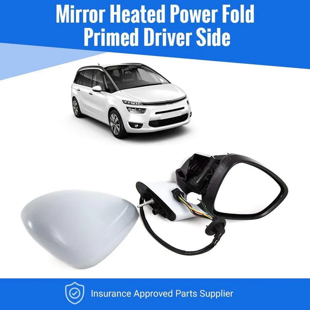 Fits Citroen C4 Grand Picasso 2013- Door Wing Mirror Electric Heated Powerfold Primed Cover W/ Indicator & Foot Light Temp Sensor Driver Side - image 2