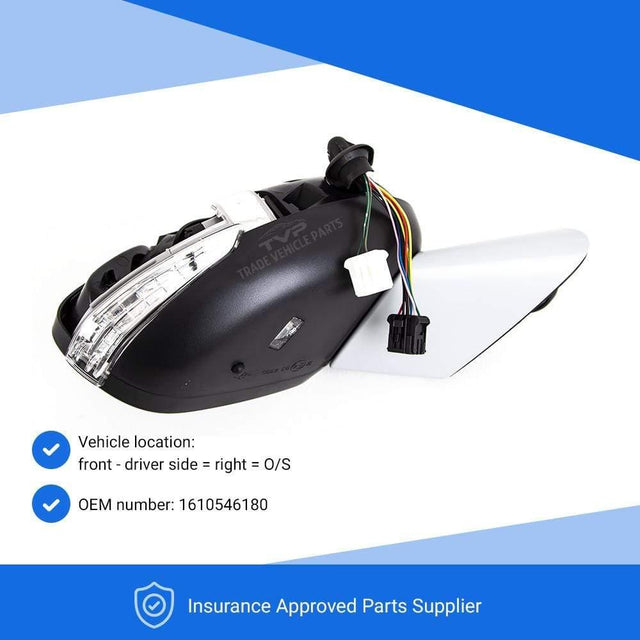 Fits Citroen C4 Grand Picasso 2013- Door Wing Mirror Electric Heated Powerfold Primed Cover W/ Indicator & Foot Light Temp Sensor Driver Side - image 3