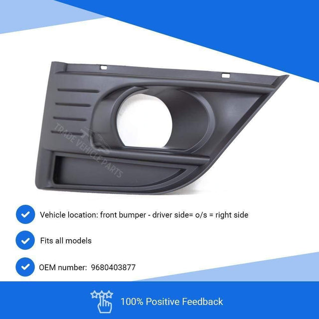 Fits Citroen C4 Picasso 2006-2013 Front Bumper Fog Grille With Fog Lamp Hole Primed Driver Side - image 2
