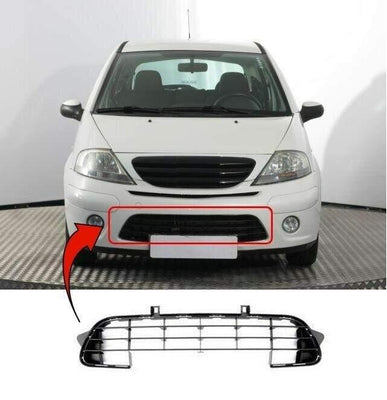 Fits Citroen C3 2005-2009 Front Lower Centre Bumper Grille Mat-Black Not Vtr Models - tradevehicleparts.co.uk