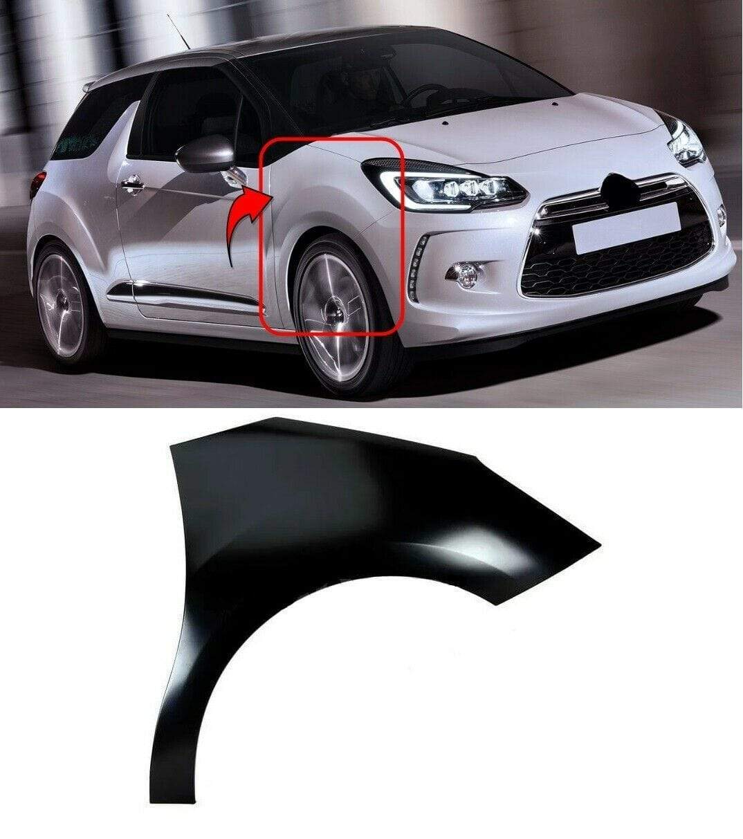 CT1112B Ds3 2016-2019 Front Wing Primed Driver Side