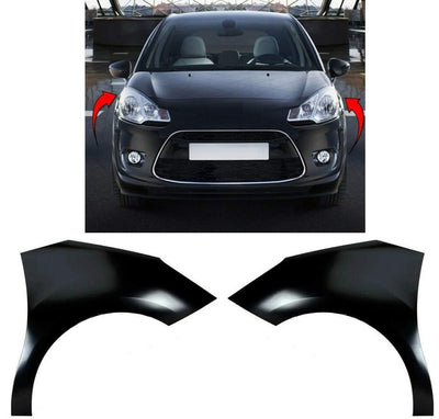 Fits Citroen C3 5Dr 2010-2016 Front Wing Primed Pair Left & Right - tradevehicleparts.co.uk