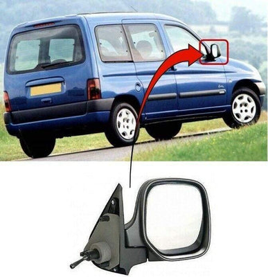Fits Citroen Berlingo 1996-2008 Door Wing Mirror Manual Black Driver Side - tradevehicleparts.co.uk