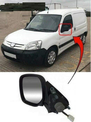 Fits Peugeot Partner 1996-2008 Door Wing Mirror Heated Electric Black Left Side - tradevehicleparts.co.uk