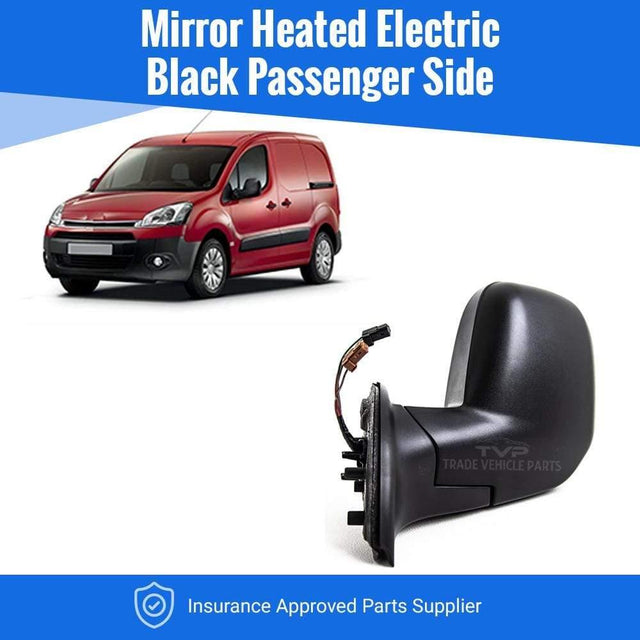 Fits Citroen Berlingo 2008-2012 Door Wing Mirror Heated Electric Black Passenger Side - image 2