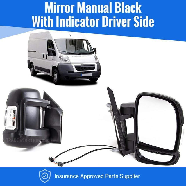 Fits Citroen Relay 2006-2014 Door Wing Mirror Manual Black W/Indicator Driver Side - image 2
