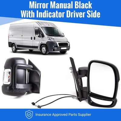 Fits Fiat Ducato 2006-2014 Door Wing Mirror Manual Black W/Indicator Right Side - tradevehicleparts.co.uk