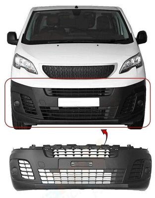 Fits Peugeot Expert 2016-On Front Bumper Mat Black Without Pdc & Fog Lamp Holes - tradevehicleparts.co.uk