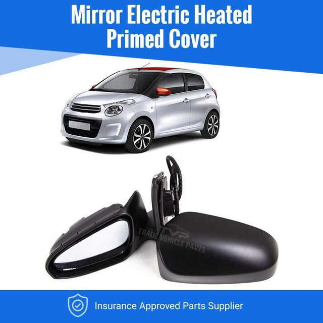 Fits Citroen C1 2014- Door Wing Mirror Electric Heated Primed Cover Passenger Side - image 2