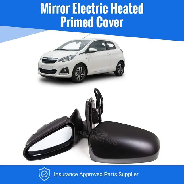 Fits Peugeot 108 2014- Door Wing Mirror Electric Heated Primed Cover Passenger Side - image 2