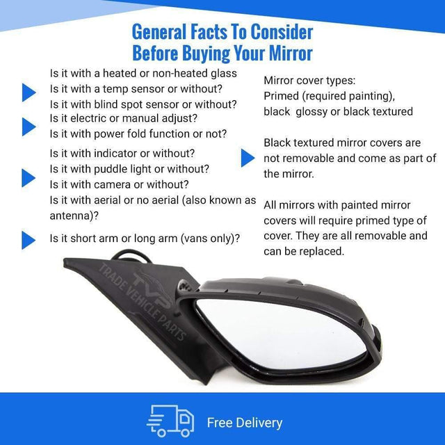 Fits Toyota Aygo 2014- Door Wing Mirror Electric Heated Primed Cover Driver Side 5 Pins - image 4