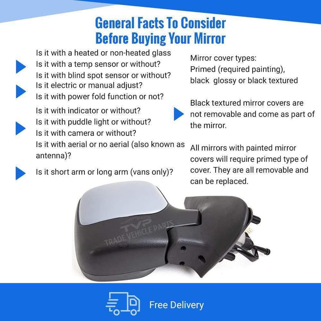 Fits Citroen Berlingo 1998-2008 Door Wing Mirror Manual Heated Primed Driver Side - image 3