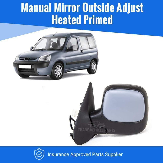 Fits Peugeot Partner 1996-2008 Door Wing Mirror Manual Heated Primed Passenger Side - image 2