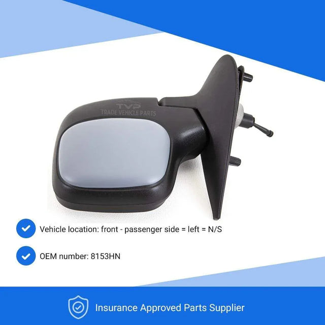 Fits Peugeot Partner 1996-2008 Door Wing Mirror Manual Primed Passenger Side - image 2