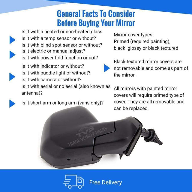 Fits Peugeot Partner 2008-2012 Door Wing Mirror Manual Textured Driver Side - image 3