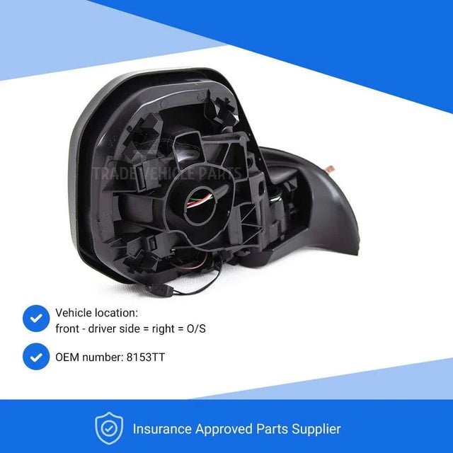 Fits Citroen Berlingo 2008-2012 Door Wing Mirror Electric Primed T.Sensor Driver Side - image 2