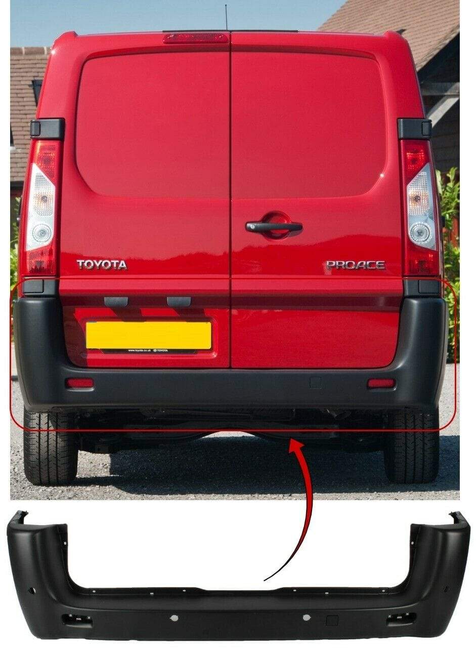 CT5073D Toyota Proace 2013-2016 Rear Bumper With Pdc Black Standard Wheel Base Models