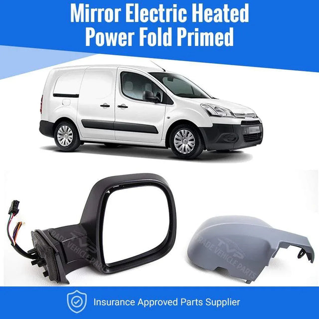 Fits Citroen Berlingo 2012-2018 Door Wing Mirror E/H Power Fold Primed Driver Side - image 2