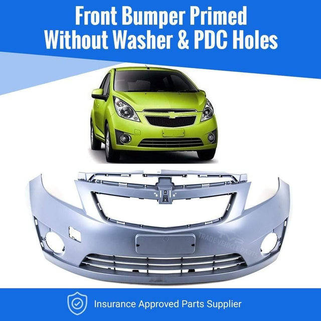 Fits Chevrolet Spark 2010-2012 Front Bumper Primed No Pdc Or Washer Holes - image 2