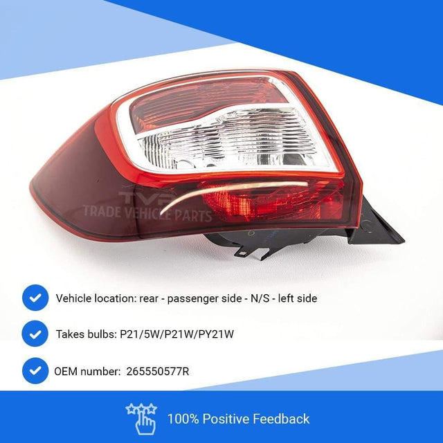 Fits Dacia Sandero Stepway 2013-2017 Rear Light Lamp Black Type Passenger Side - image 3