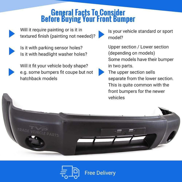 Fits Nissan Navara D22 2.5Td 11/2001-2005 Front Bumper -4 Wheel Drive Mat Black - image 4