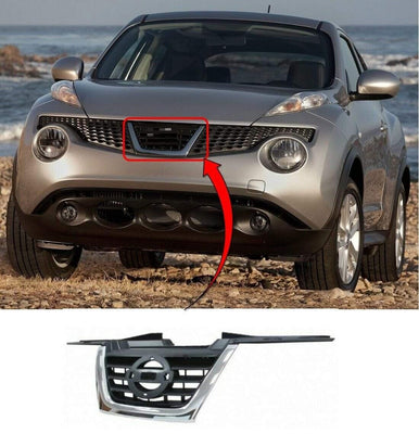 Fits Nissan Juke 2010-2014 Front Main Grille Black With Chrome Moulding  - tradevehicleparts.co.uk