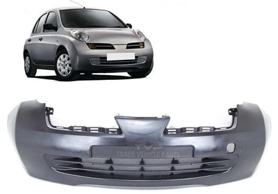 Fits Nissan Micra K12 2003-2006 Front Bumper No Fog Holes No Pdc Or Washer Holes - tradevehicleparts.co.uk