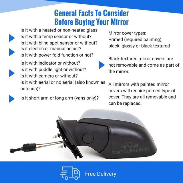 Fits Nissan Micra 2013-2017 Door Wing Mirror Manual Type With Primed Cover Passenger Side - image 4