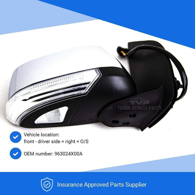 Fits Nissan Navara 2006-2015 Door Wing Mirror Electric Chromed Driver Side - image 3