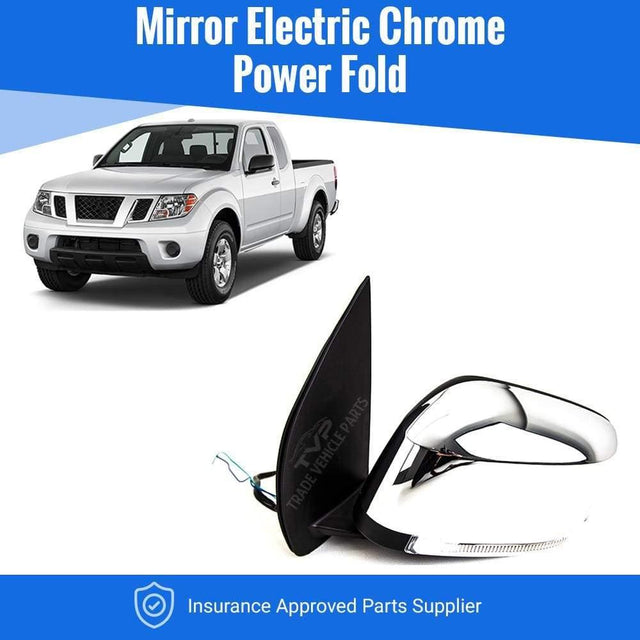 Fits Nissan Navara 2006-2015 Door Wing Mirror Electric Chrome Power Fold Left Without  Puddle Light - image 2