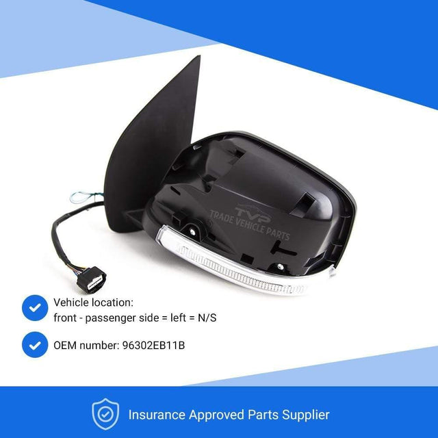Fits Nissan Navara 2006-2015 Door Wing Mirror Electric Primed Power Fold Left - image 2