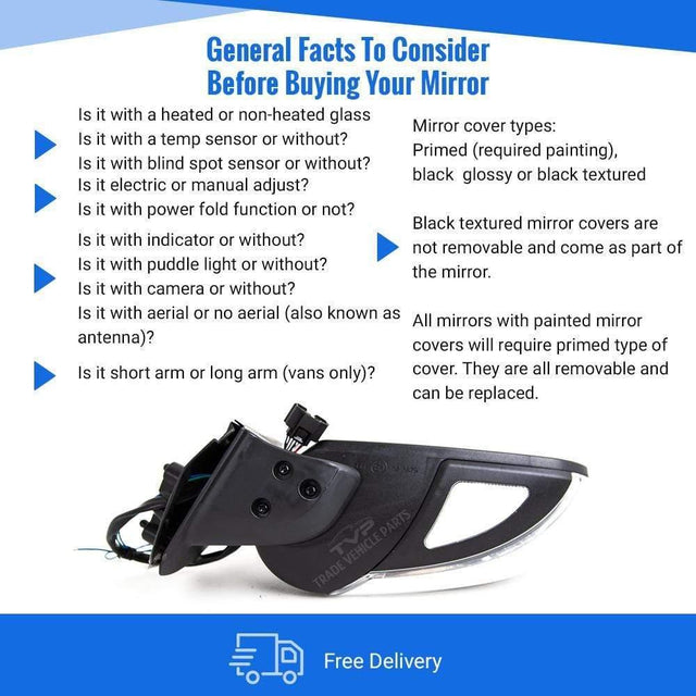 Fits Nissan Pathfinder 2005-2014 Door Wing Mirror Electric Primed Power Fold O/S - image 3