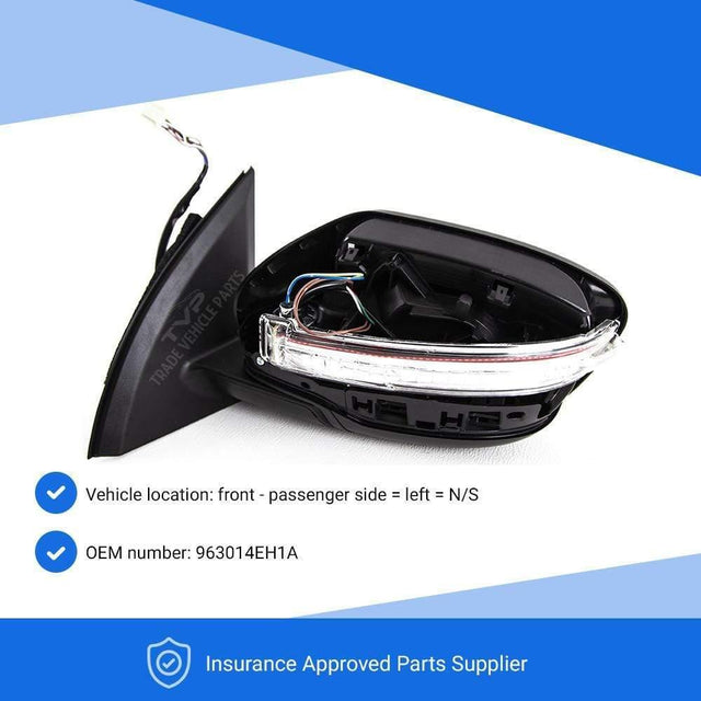 Fits Nissan Qashqai 2014- Door Wing Mirror Electric Heated With Indicator Primed Passenger Side - image 2