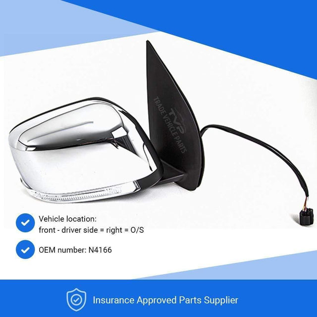 Fits Nissan Navara 2006-2015 Door Wing Mirror Electric With Indicator Chrome Cover Right - image 3