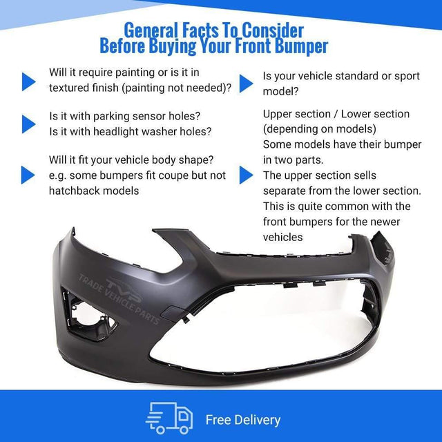 Fits Ford C-Max 2010-2015 Front Bumper Primed No Pdc Or Washer Holes - image 3