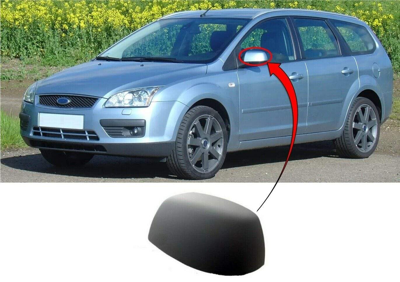 FD4026B Ford Focus Estate 2005-2007 Door Wing Mirror Cover Primed Passenger Side