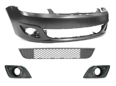Fits Ford Fiesta Mk6 2005-2008 Front Bumper Kit Primed With Lower Centre Grille & Fog Grilles - tradevehicleparts.co.uk