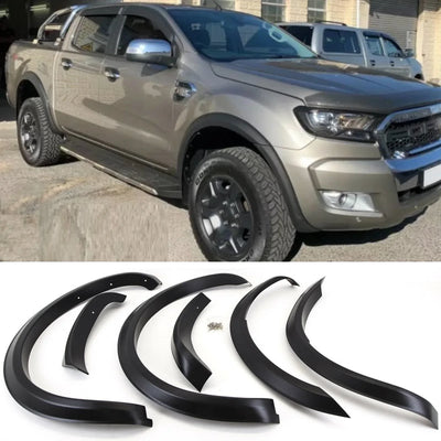 Fits Ford Ranger T6 T7 T8 2016-2019 Slim Wheel Arches Extensions Fender Flares Set Black - tradevehicleparts.co.uk